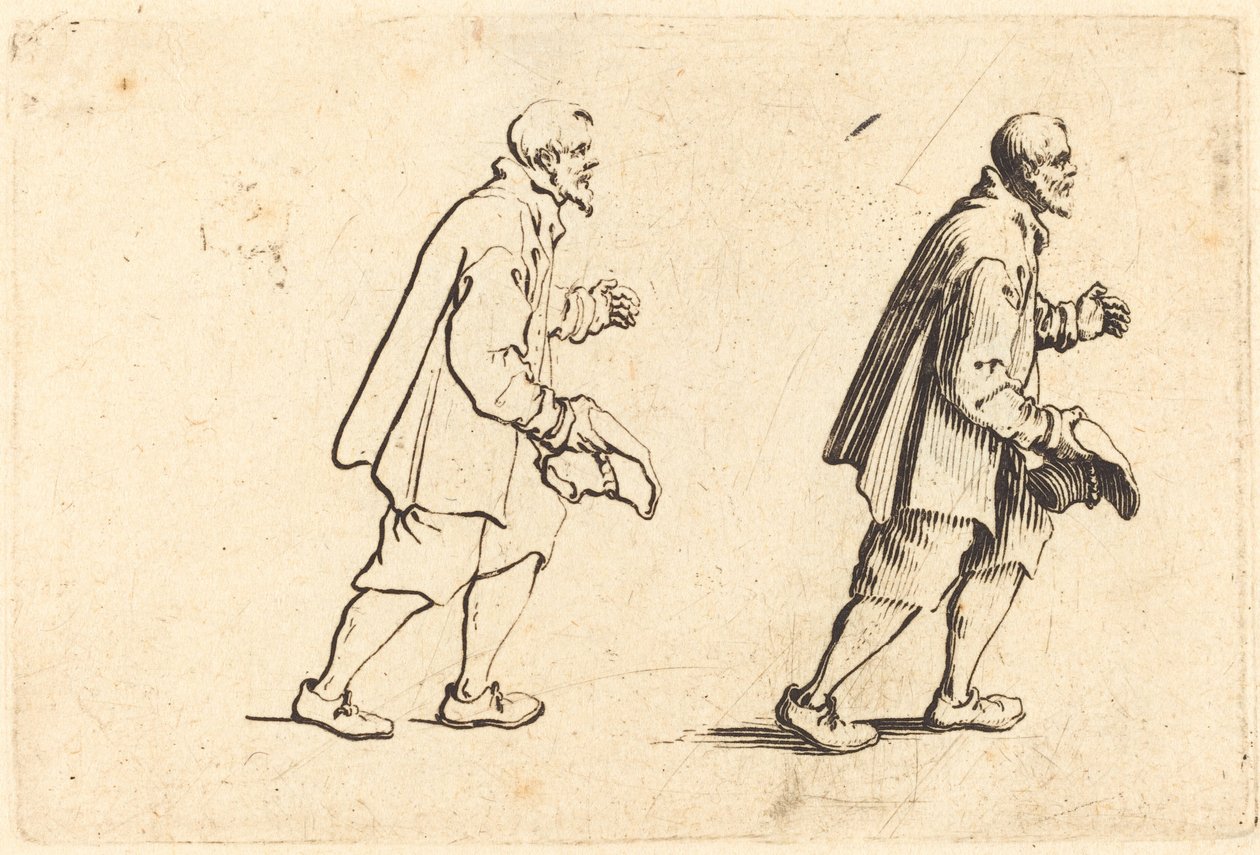 Contadino con cappello in mano da Jacques Callot