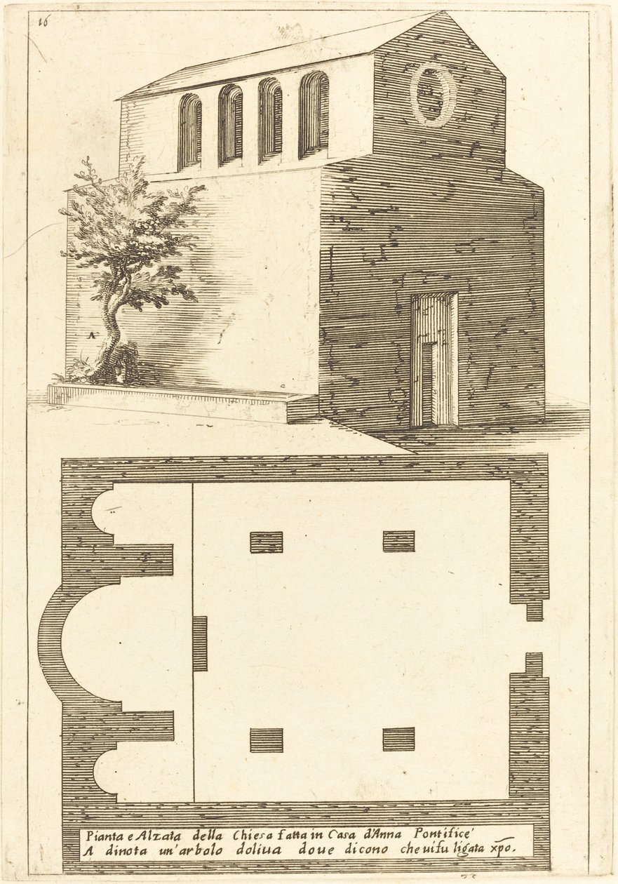Piano ed Elevazione della Chiesa vicino alla Casa di Anna da Jacques Callot