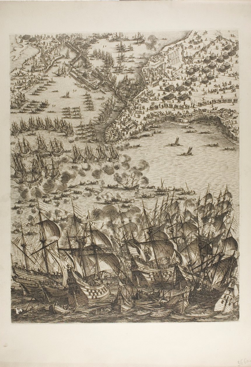 Tavola cinque da La Siège de la Rochelle da Jacques Callot