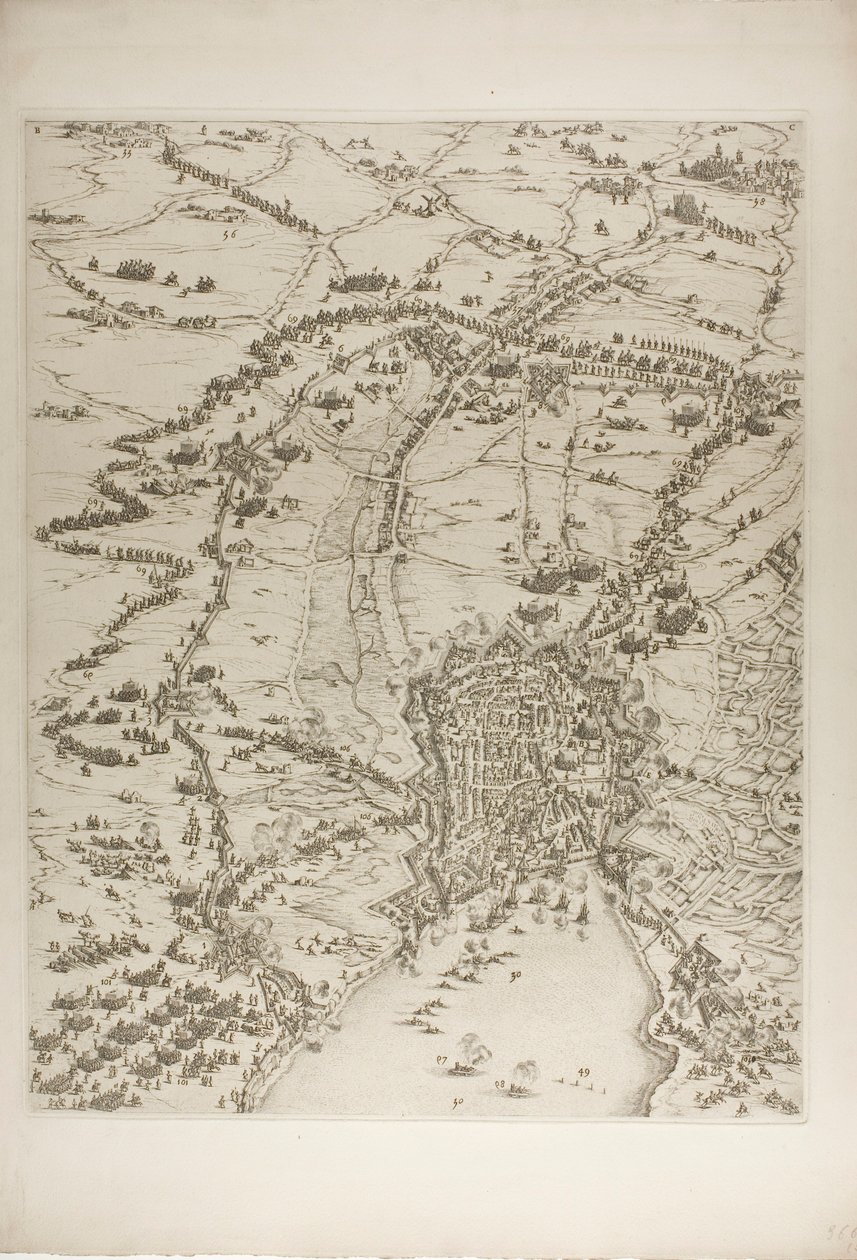 Tavola due da La Siège de la Rochelle da Jacques Callot