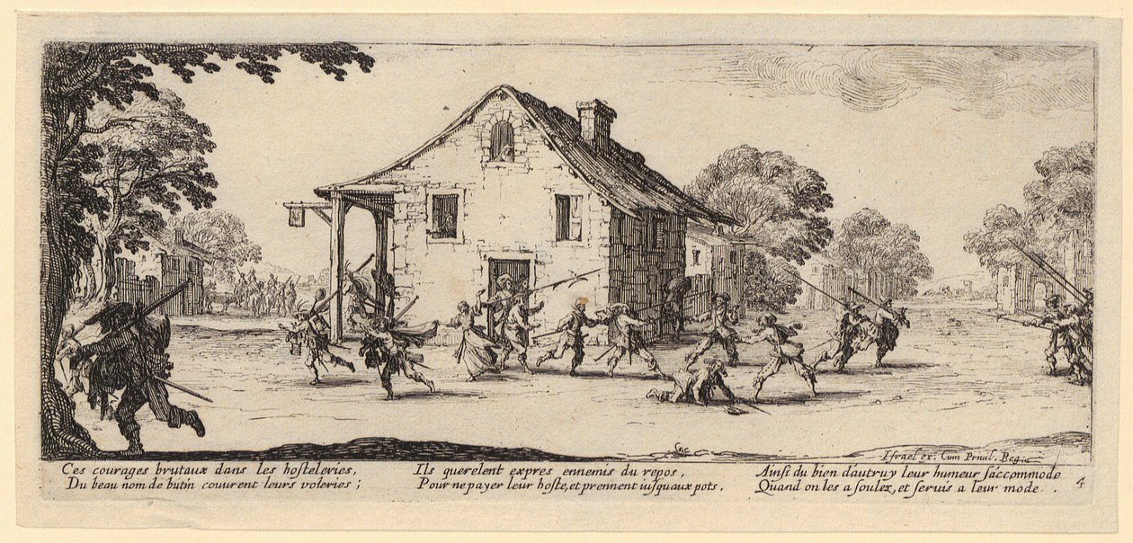 Saccheggio, foglio 4 della serie "I grigi della guerra" da Jacques Callot