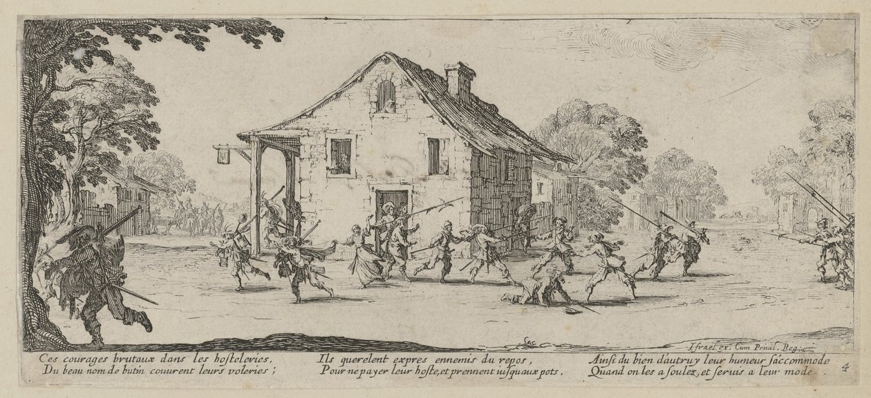 Saccheggio, foglio 4 della serie "Gli orrori della guerra" da Jacques Callot