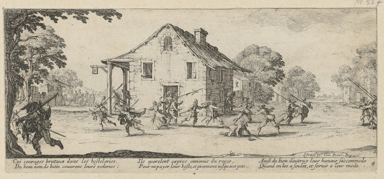 Saccheggio, foglio 4 della serie "Gli orrori della guerra" da Jacques Callot