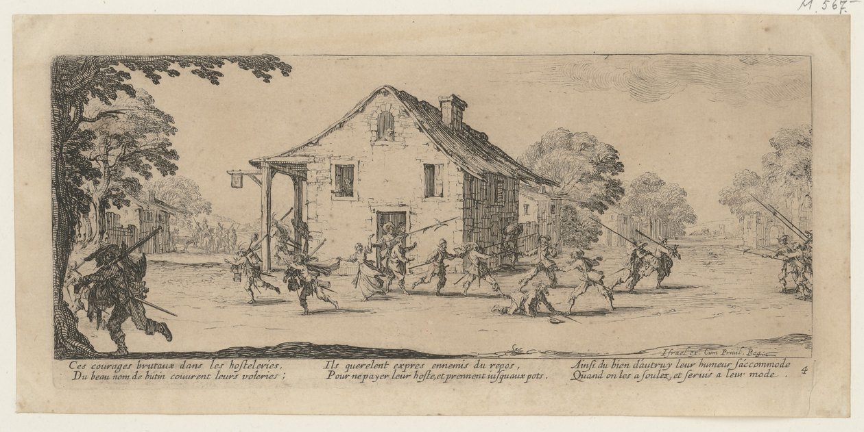 Saccheggio, foglio 4 della serie "Gli orrori della guerra" da Jacques Callot