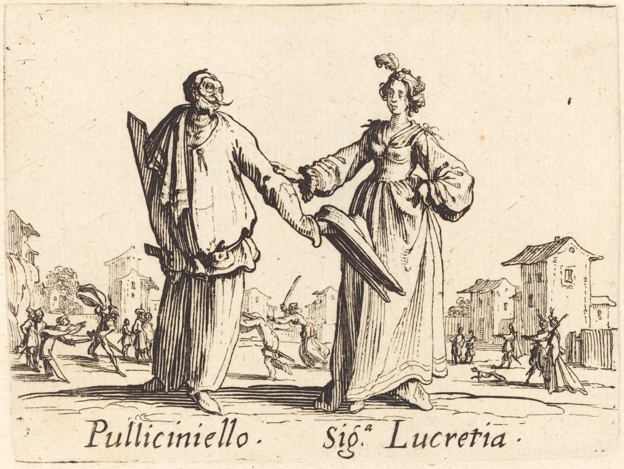 Pulliciniello e Siga. Lucretia da Jacques Callot