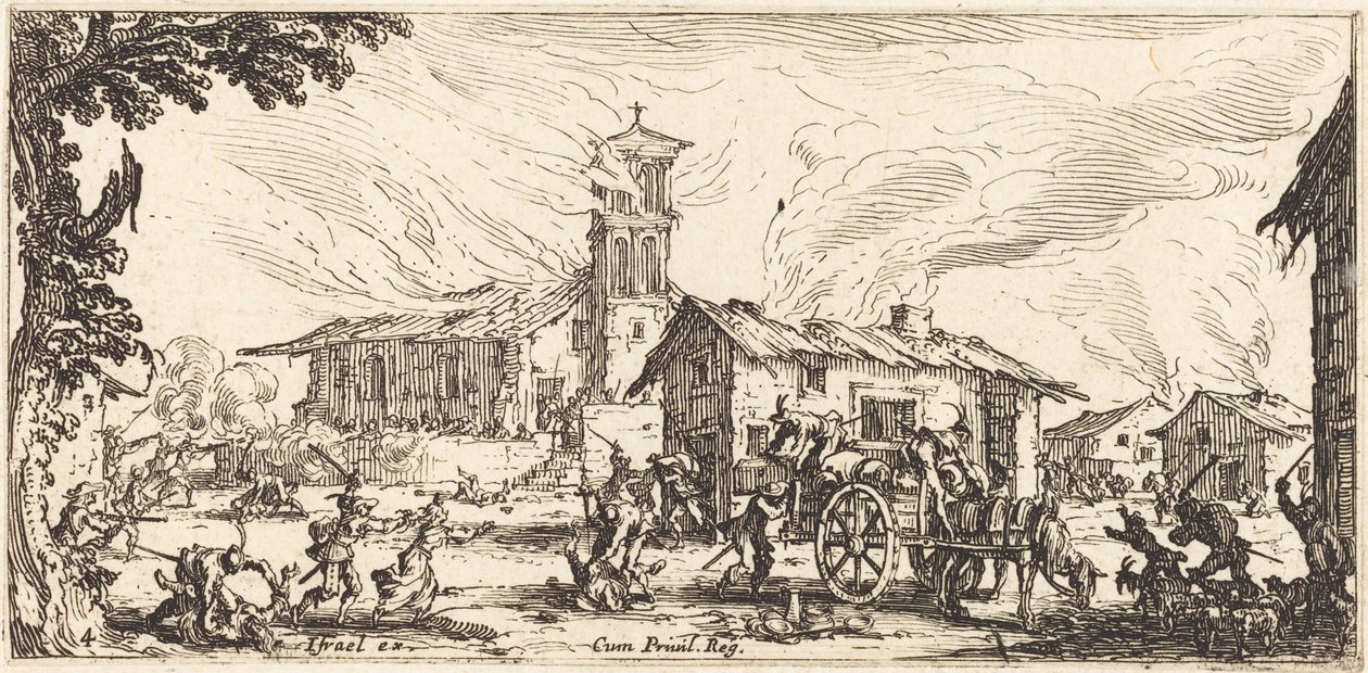 Devastazione e incendio di un villaggio da Jacques Callot
