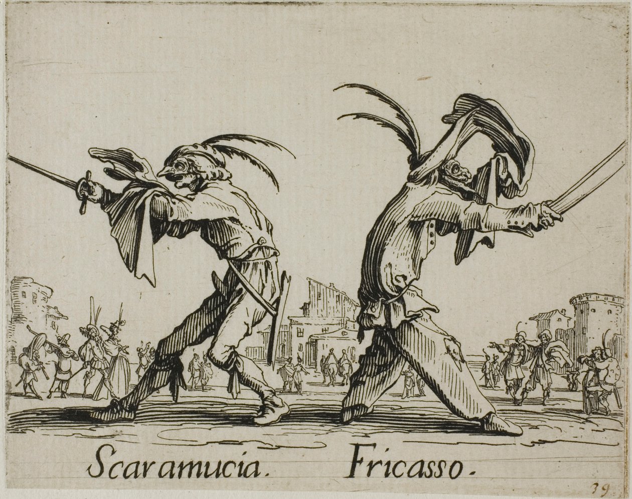 Scaramuccia - Fricasso, plate 11 from Balli di Sfessania da Jacques Callot