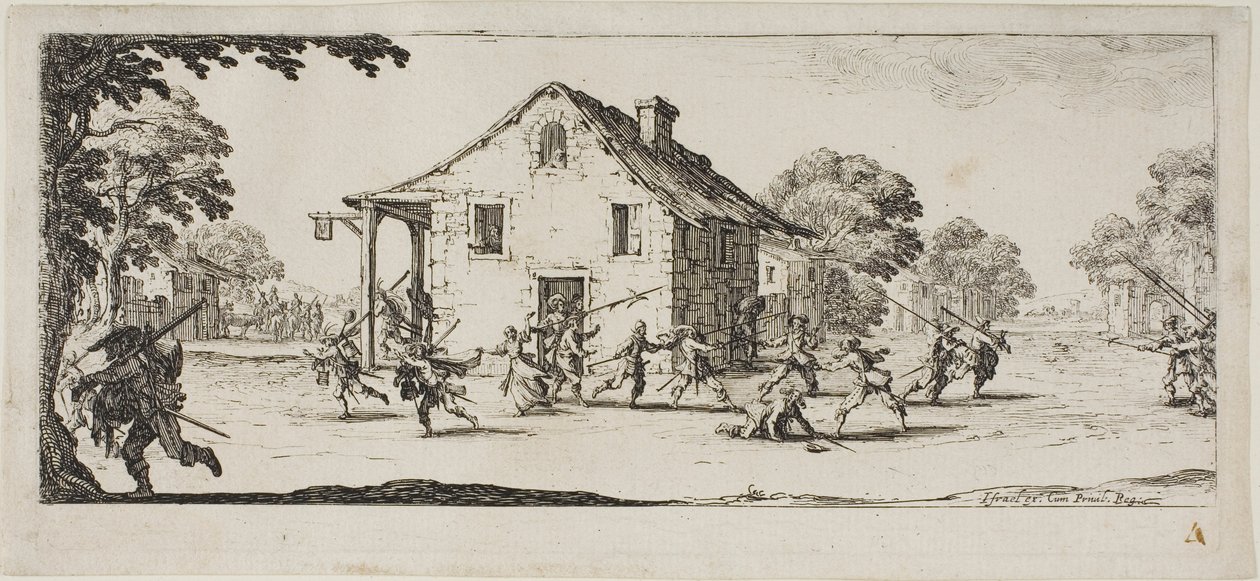 Scena di saccheggio, quarta tavola da Le miserie della guerra da Jacques Callot