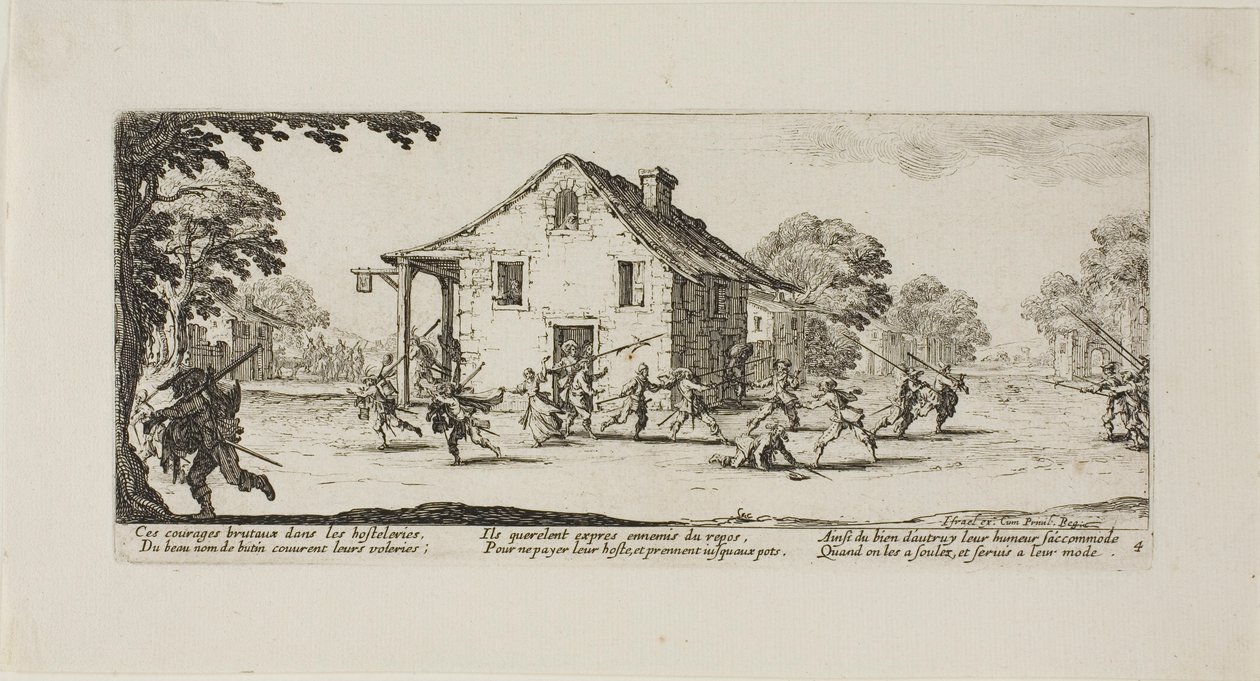 Scena di saccheggio, quarta tavola da Le miserie della guerra da Jacques Callot