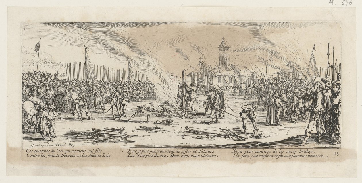 Il rogo, foglio 13 della serie "Gli orrori della guerra" da Jacques Callot
