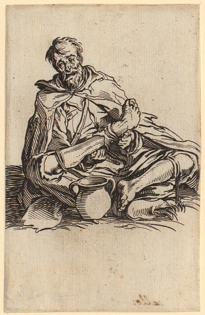 Mendicante gracile, tavola 13 della serie «I mendicanti» da Jacques Callot