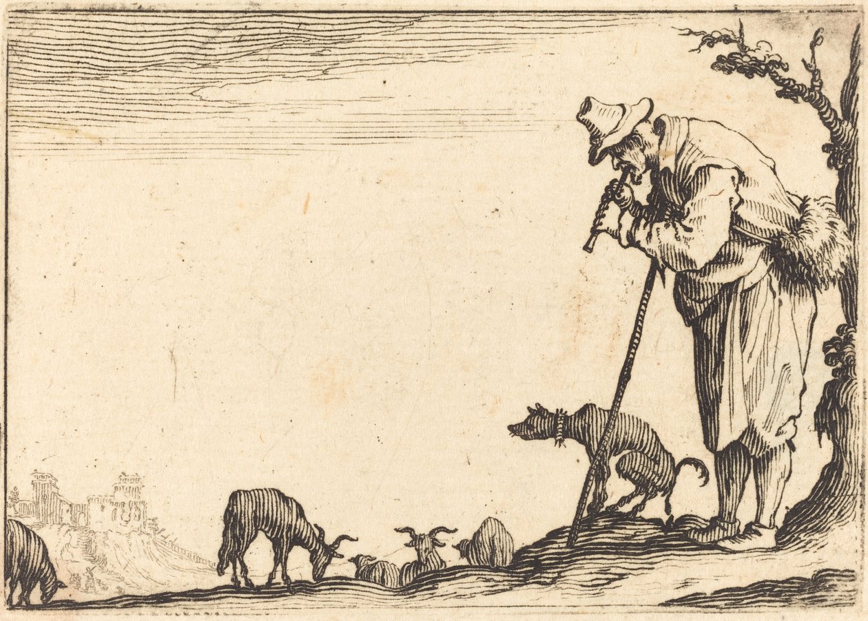 Pastore che Suona il Flauto da Jacques Callot