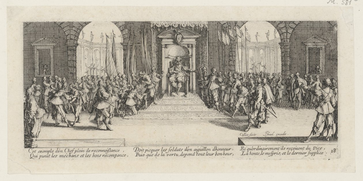 Assegnazione delle truppe, foglio 18 della serie “Gli orrori della guerra” da Jacques Callot