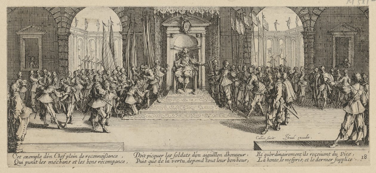 Assegnazione delle truppe, foglio 18 della serie “Gli orrori della guerra” da Jacques Callot