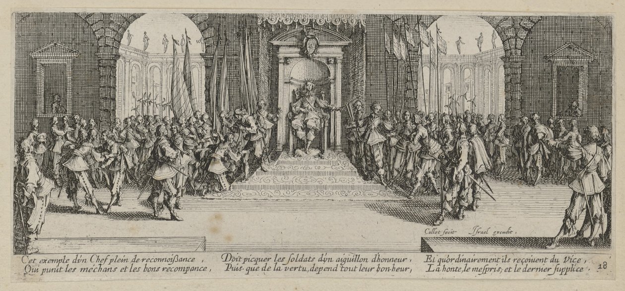 Assegnazione delle truppe, foglio 18 della serie “Gli orrori della guerra” da Jacques Callot