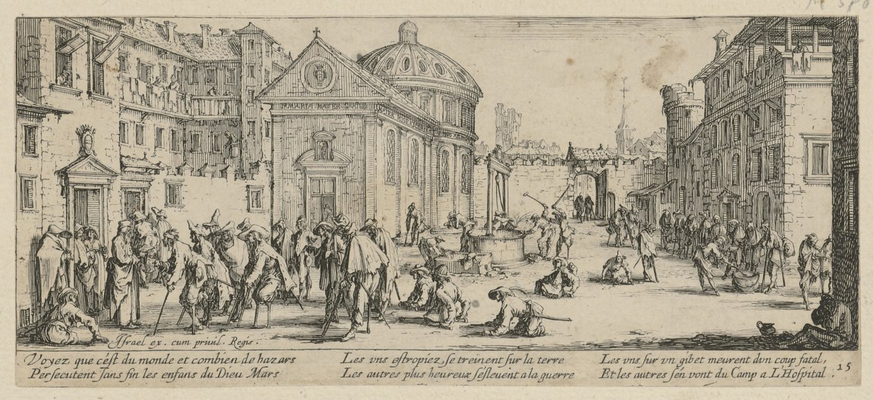 Ospedale, pagina 15 della serie "Gli orrori della guerra" da Jacques Callot