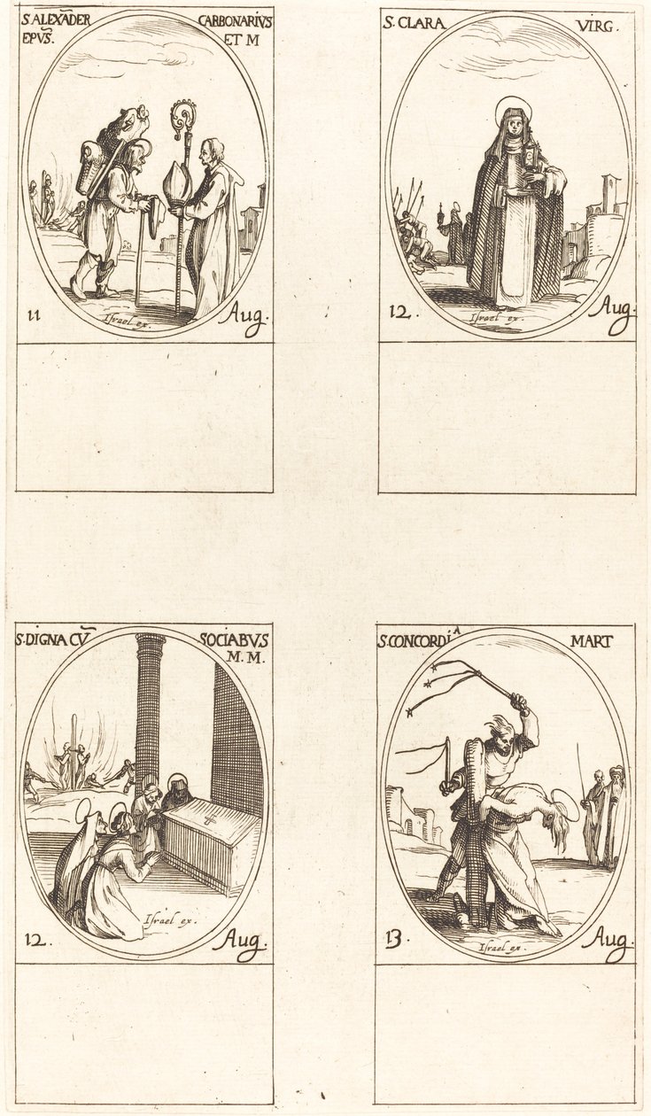 San Alessandro Carbonario; Santa Chiara; Santa Digna e Compagni; Santa Concordia da Jacques Callot