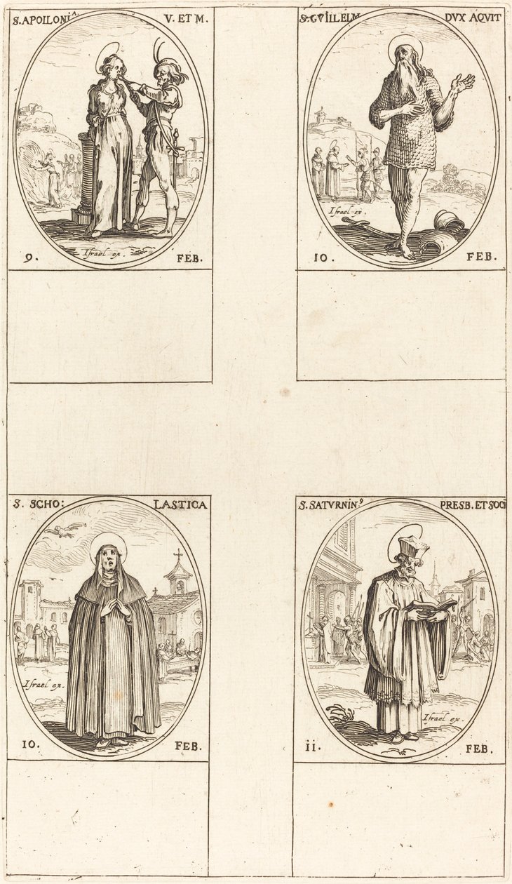 Santa Apollonia; San Guglielmo; Santa Scolastica; San Saturnino da Jacques Callot