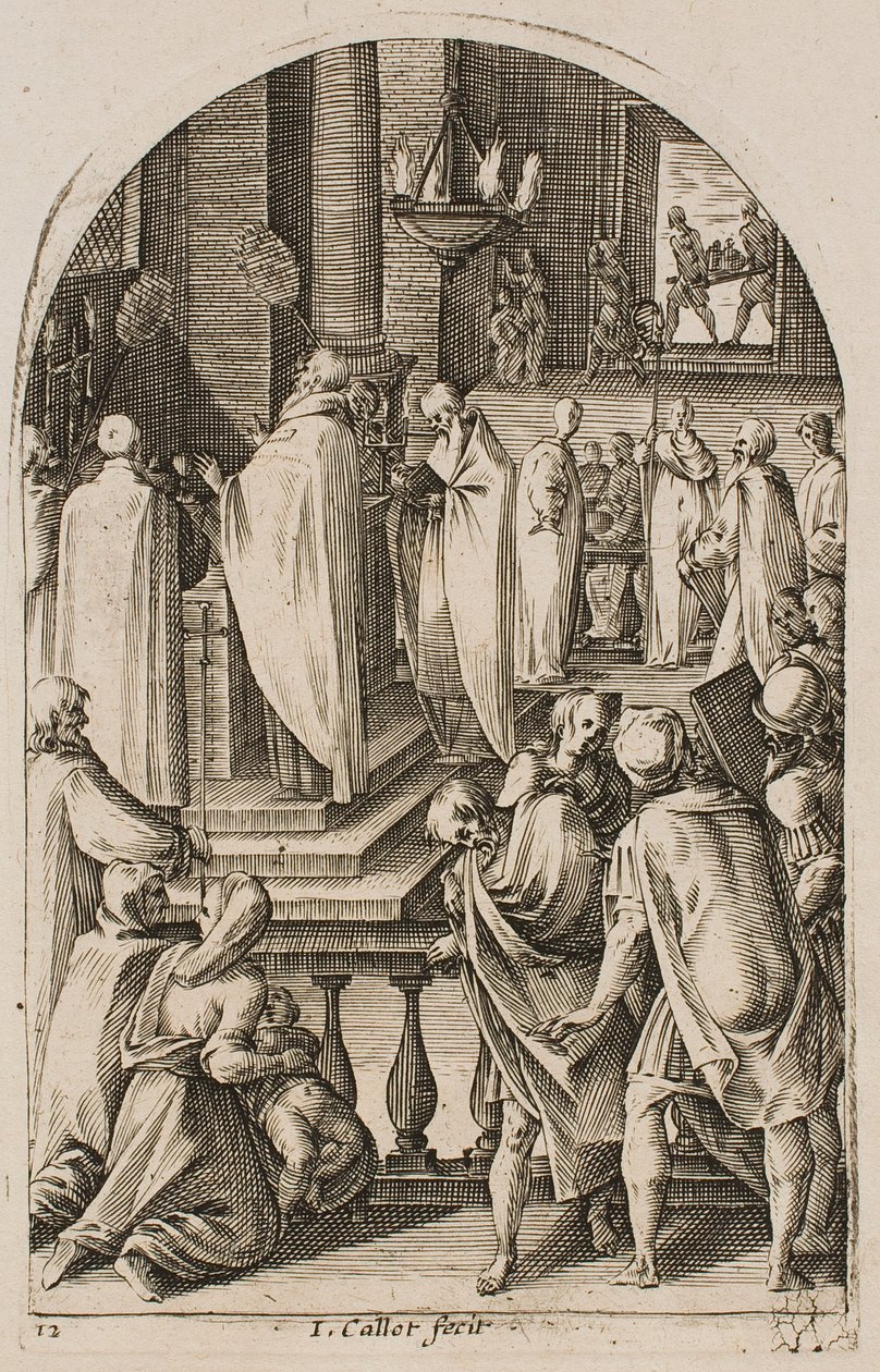 San Basilio celebra il sacrificio della messa, dalla serie «Immagini di Roma» da Jacques Callot