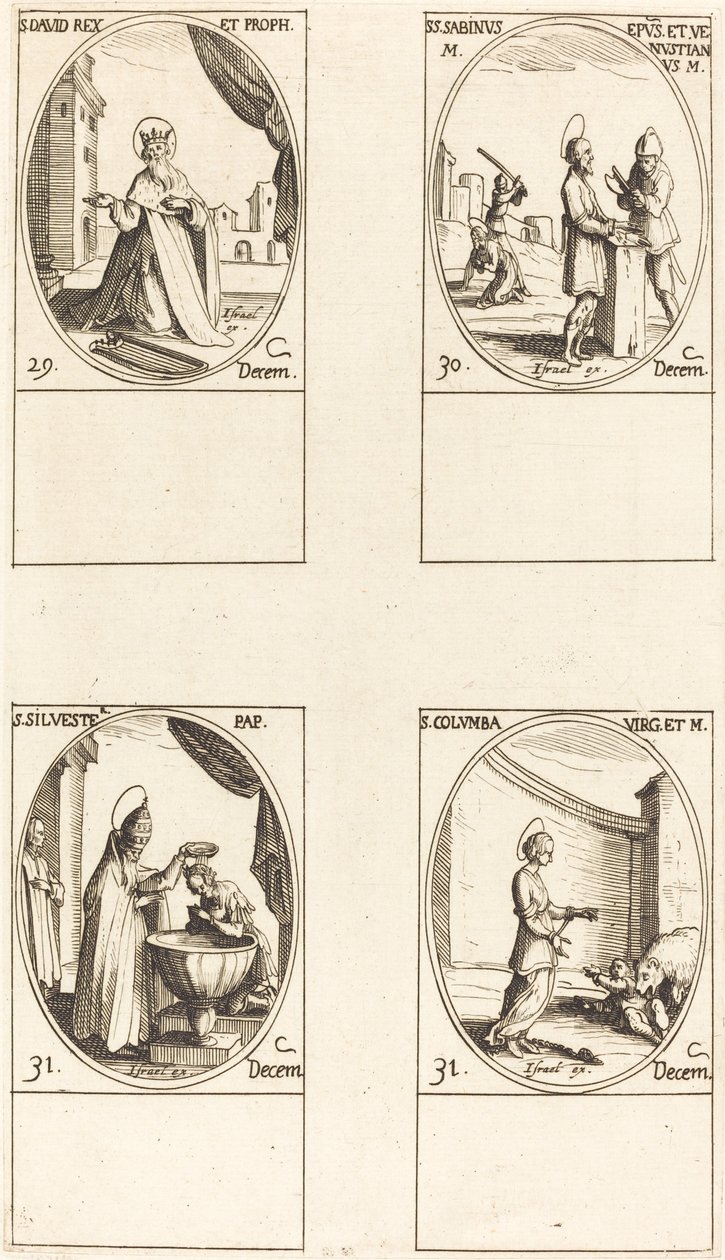 San Davide, re e profeta; Santi Sabino e Venustiano; San Silvestro; Santa Colomba da Jacques Callot