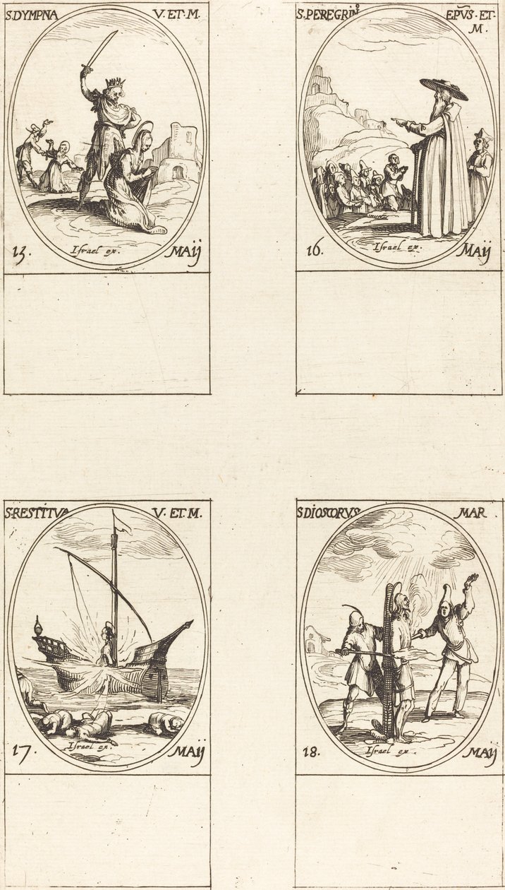 Santa Dympna, San Pellegrino, Santa Restituta, San Dioscoro da Jacques Callot