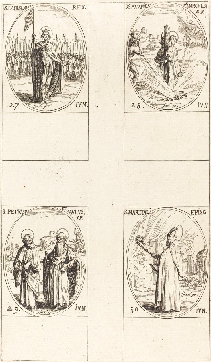 San Ladislao, Santi Potamiana e Marcella, Santi Pietro e Paolo, Apostoli, San Marziale da Jacques Callot