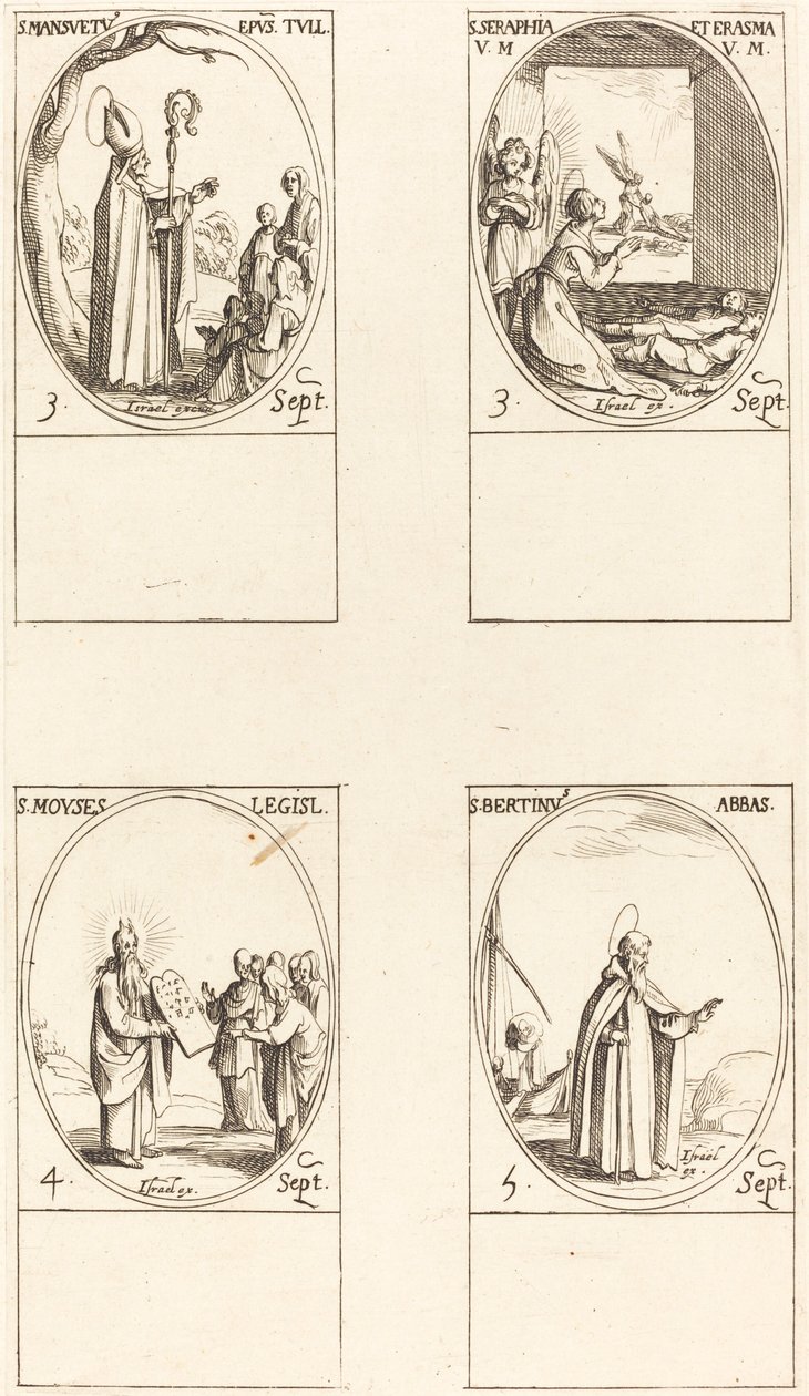San Mansueto; Sante Serapia ed Erasma; Mosè; San Bertino, Abate da Jacques Callot
