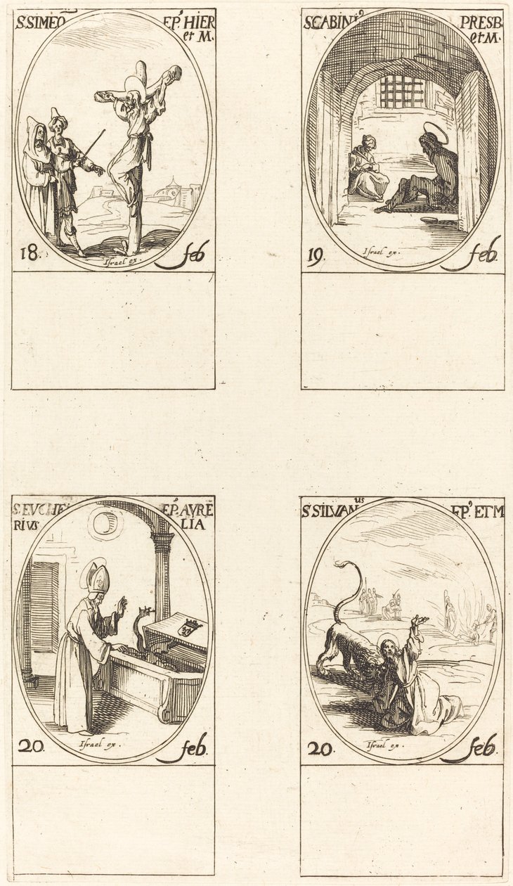 San Simeone; San Gabinio; San Eucario; San Silvano da Jacques Callot
