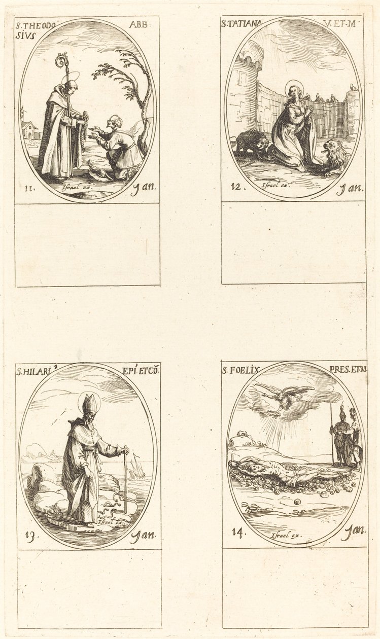 San Teodosio; Santa Tatiana; San Ilario; San Felice da Jacques Callot
