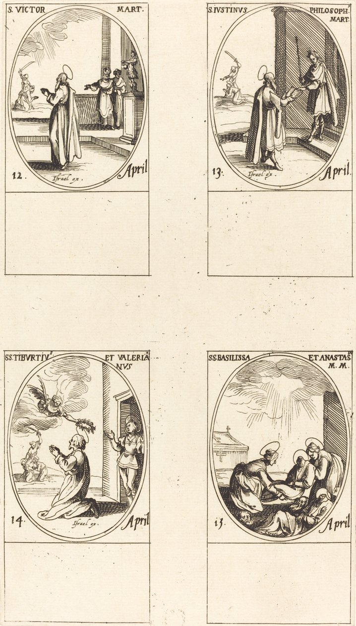 San Vittore; San Giustino; Santi Tiburzio e Valeriano; Sante Basilissa e Anastasia da Jacques Callot