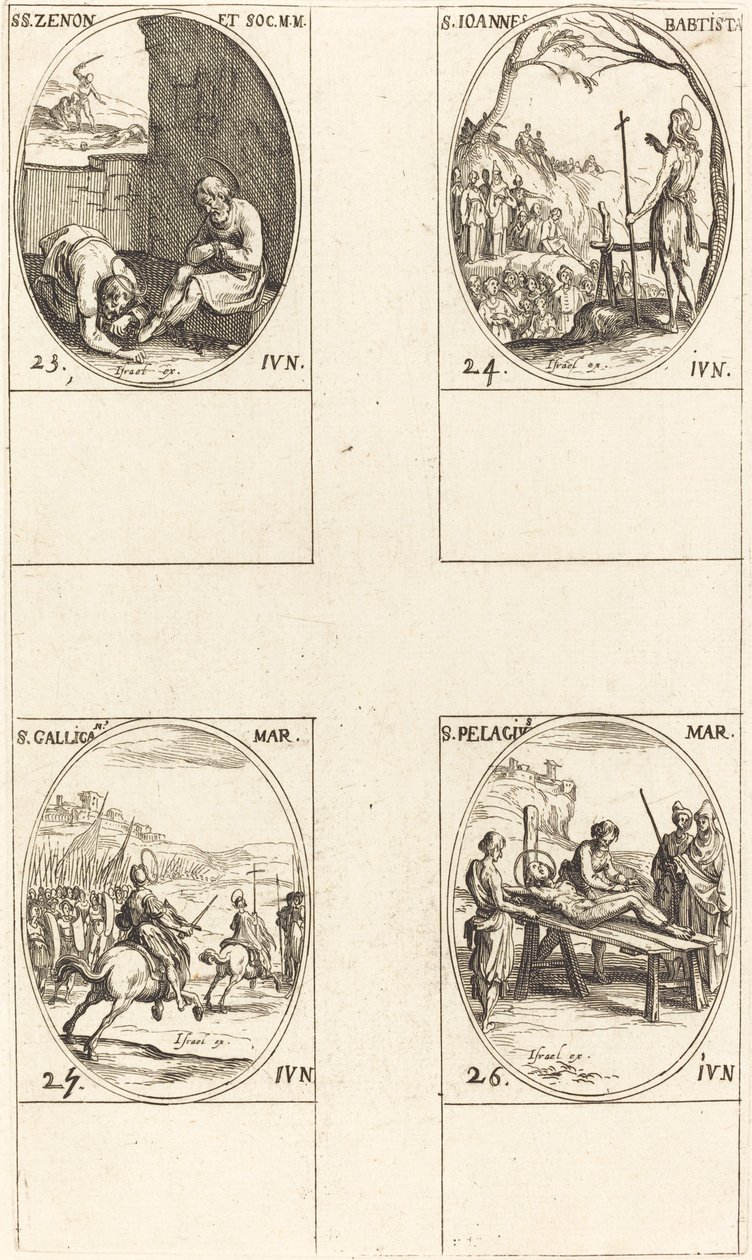 San Zenone e compagni, San Giovanni Battista, San Gallicano, San Pelagio da Jacques Callot