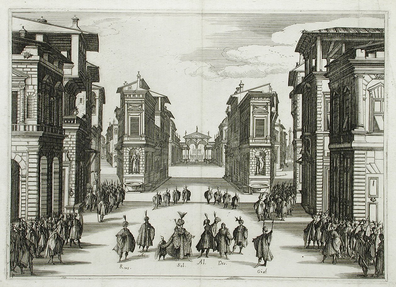 Bozzetto scenografico per «Il Solimano», atto IV da Jacques Callot