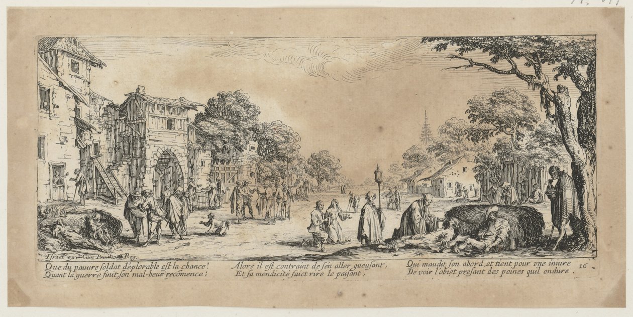 Moribondi sul ciglio della strada, foglio 16 della serie “Gli orrori della guerra” da Jacques Callot