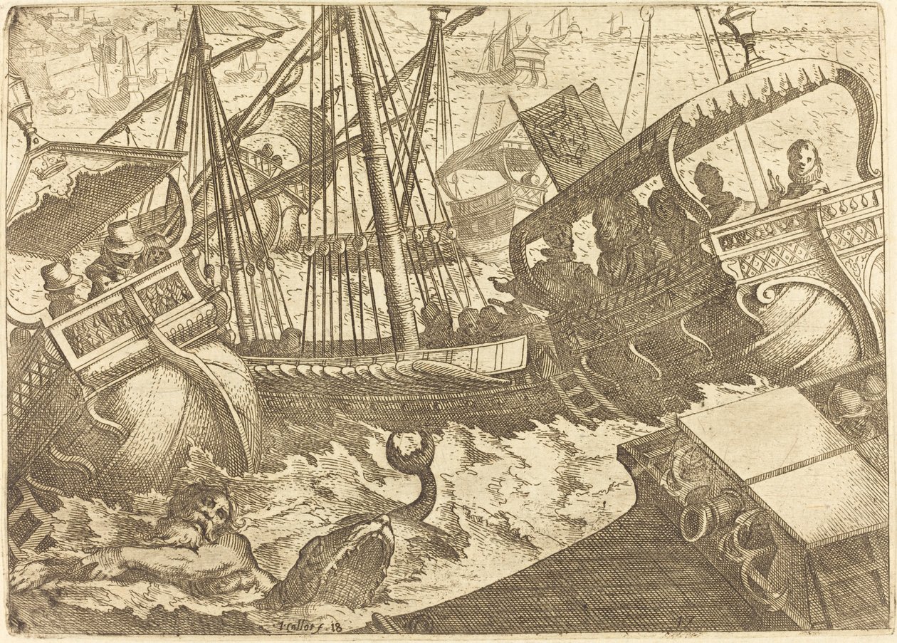 Tempesta al largo della costa di Barcellona da Jacques Callot