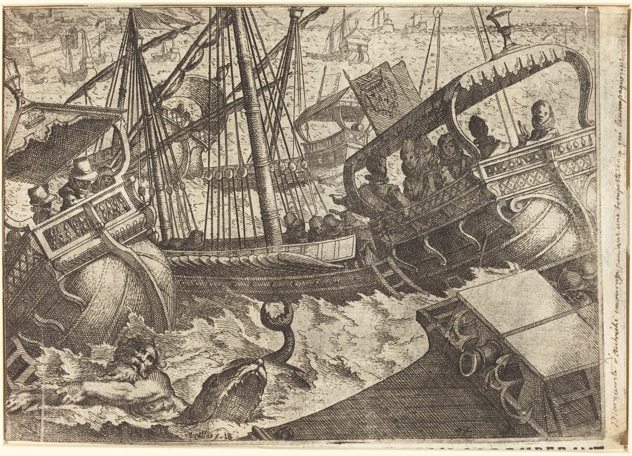 Tempesta al largo della costa di Barcellona [recto] da Jacques Callot
