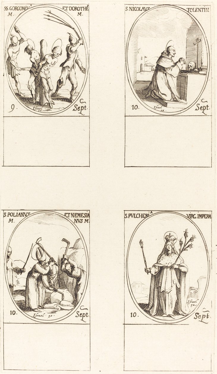 Santi Gorgonio e Dorotea, San Nicola da Tolentino, San Poliano e Nemasiano da Jacques Callot