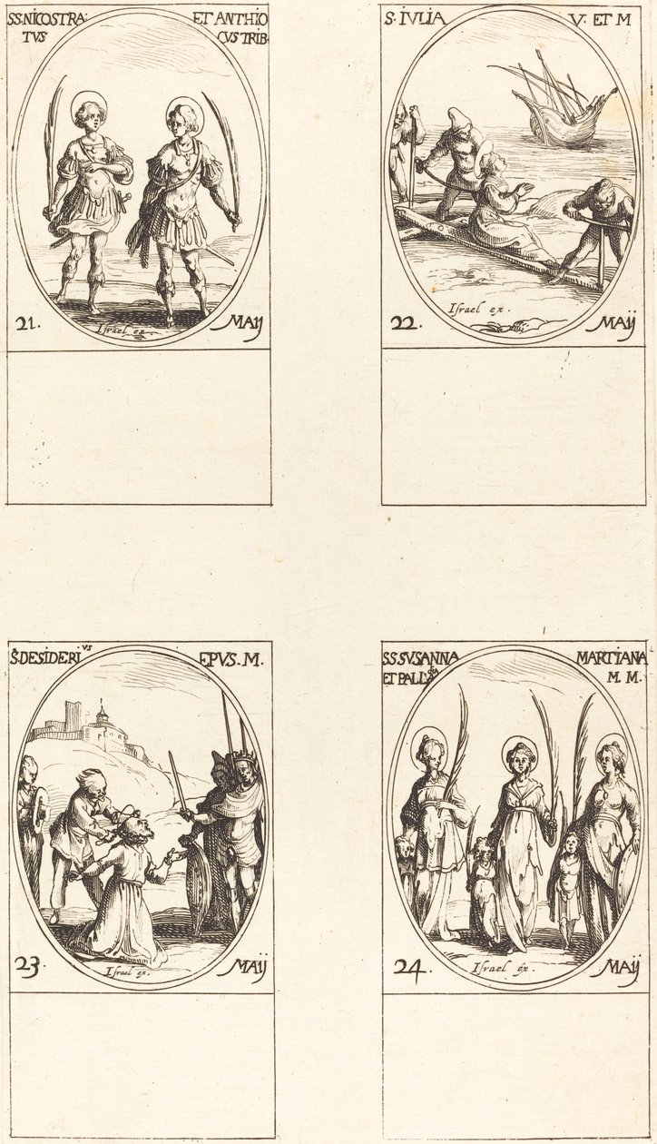 Santi Nicostrato e Antioco; Santa Giulia; San Desiderio; Santi Susanna, Palladia, e altri da Jacques Callot
