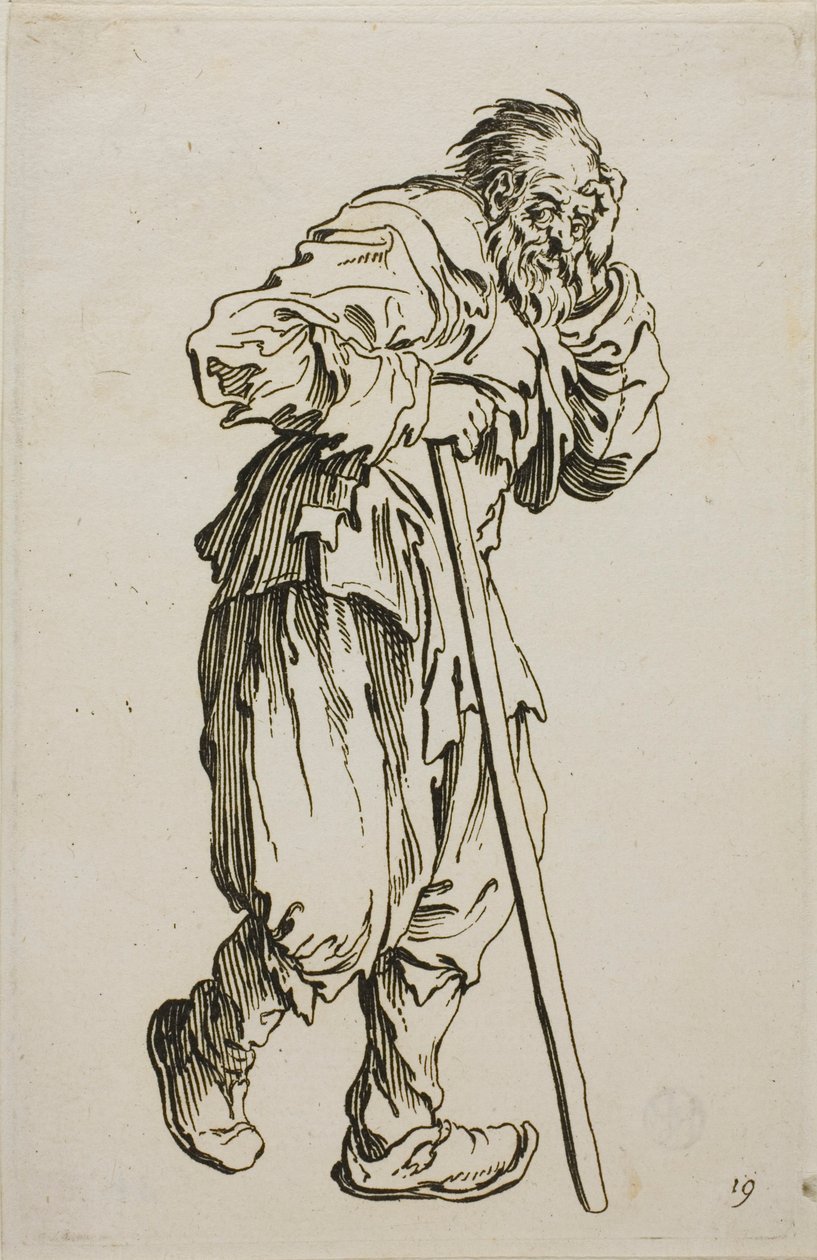 Il mendicante con le stampelle, tavola sedici da I mendicanti da Jacques Callot