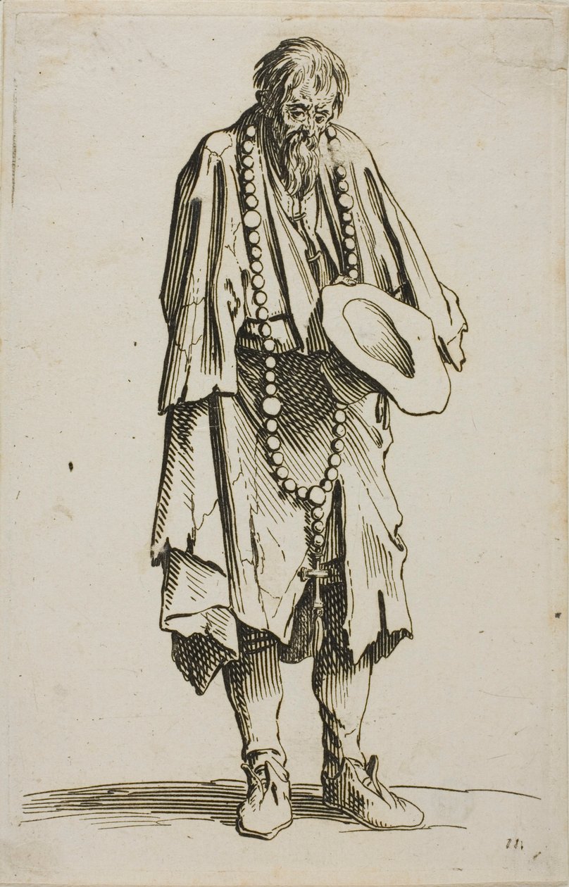 Il Mendicante con un Rosario, tavola undici da I Mendicanti da Jacques Callot