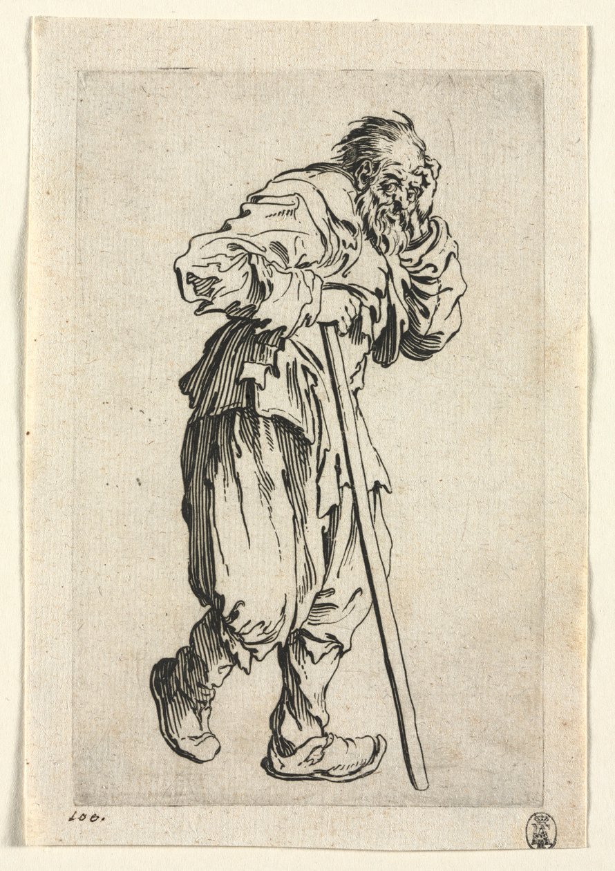 I Mendicanti: Mendicante Appoggiato a un Bastone da Jacques Callot