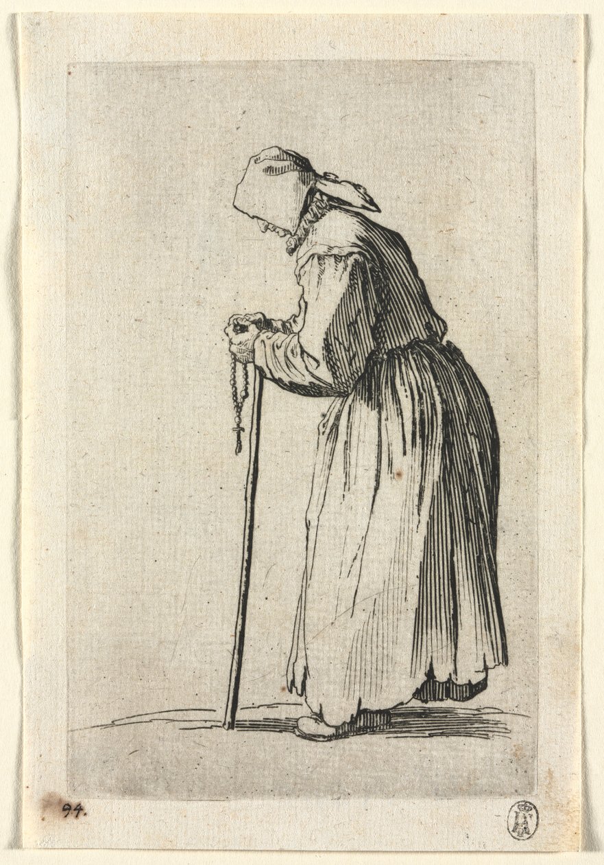 I Mendicanti: Mendicante al Suo Rosario, c. 1623 da Jacques Callot
