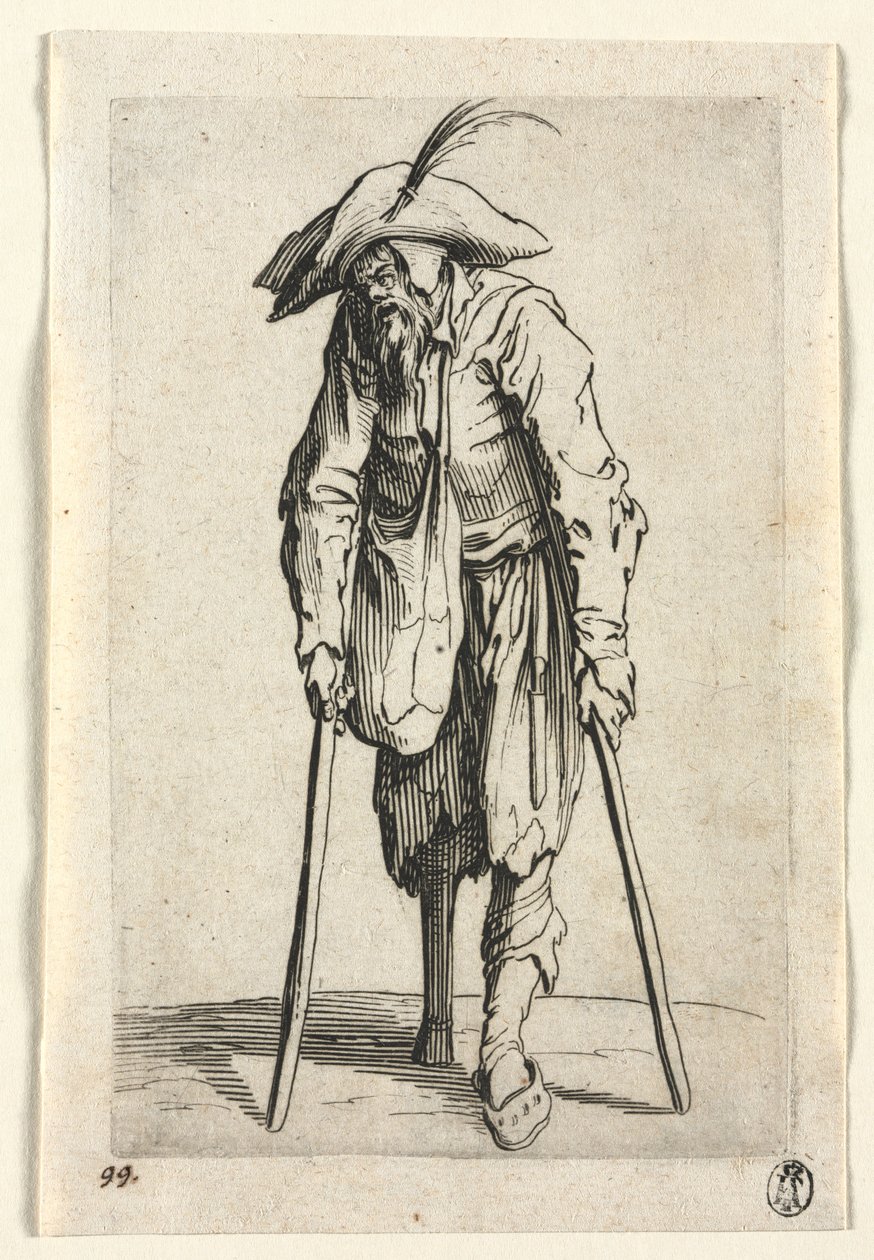 I mendicanti: Mendicante con gamba di legno, c. 1623 da Jacques Callot