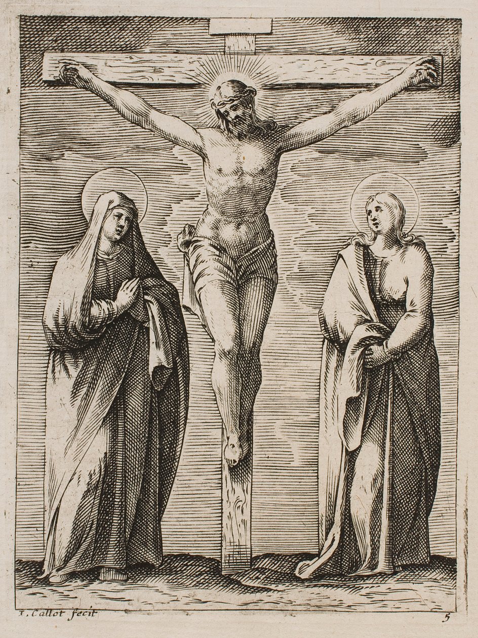 La Beata Vergine e san Giovanni ai piedi della croce, dalla serie «Immagini di Roma» da Jacques Callot