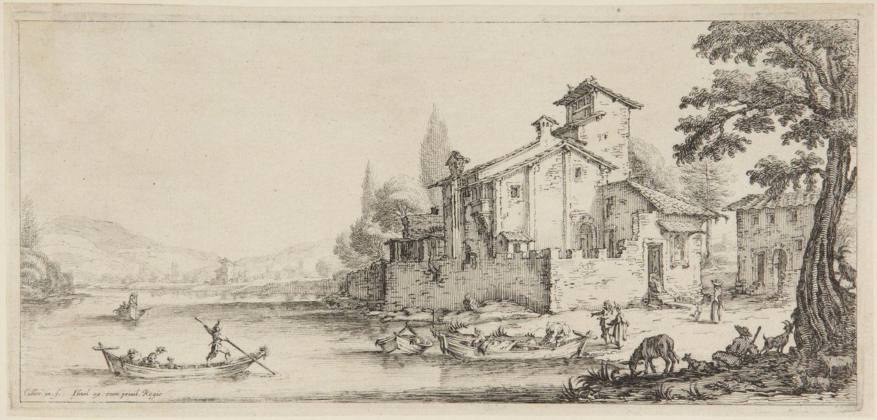 “Il giro in barca”, dalla serie “Diverse vedute disegnate a Firenze” da Jacques Callot