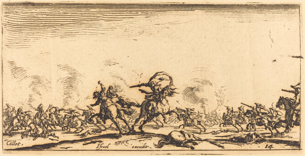 Il combattimento di cavalleria con pistole da Jacques Callot