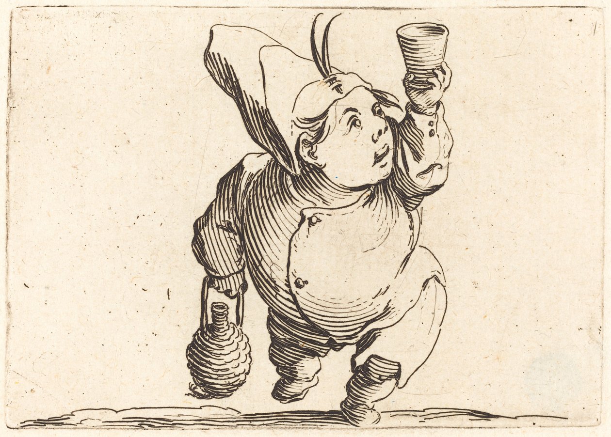 Il bevitore, vista frontale da Jacques Callot