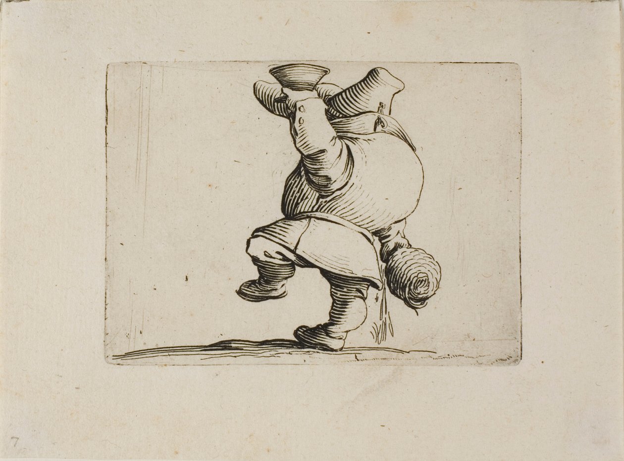 Il bevitore visto da dietro, da Varie Figure Gobbi da Jacques Callot