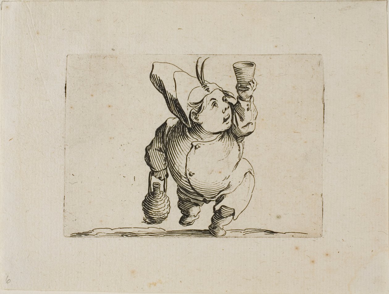 Il bevitore visto di fronte, da Varie Figure Gobbi da Jacques Callot