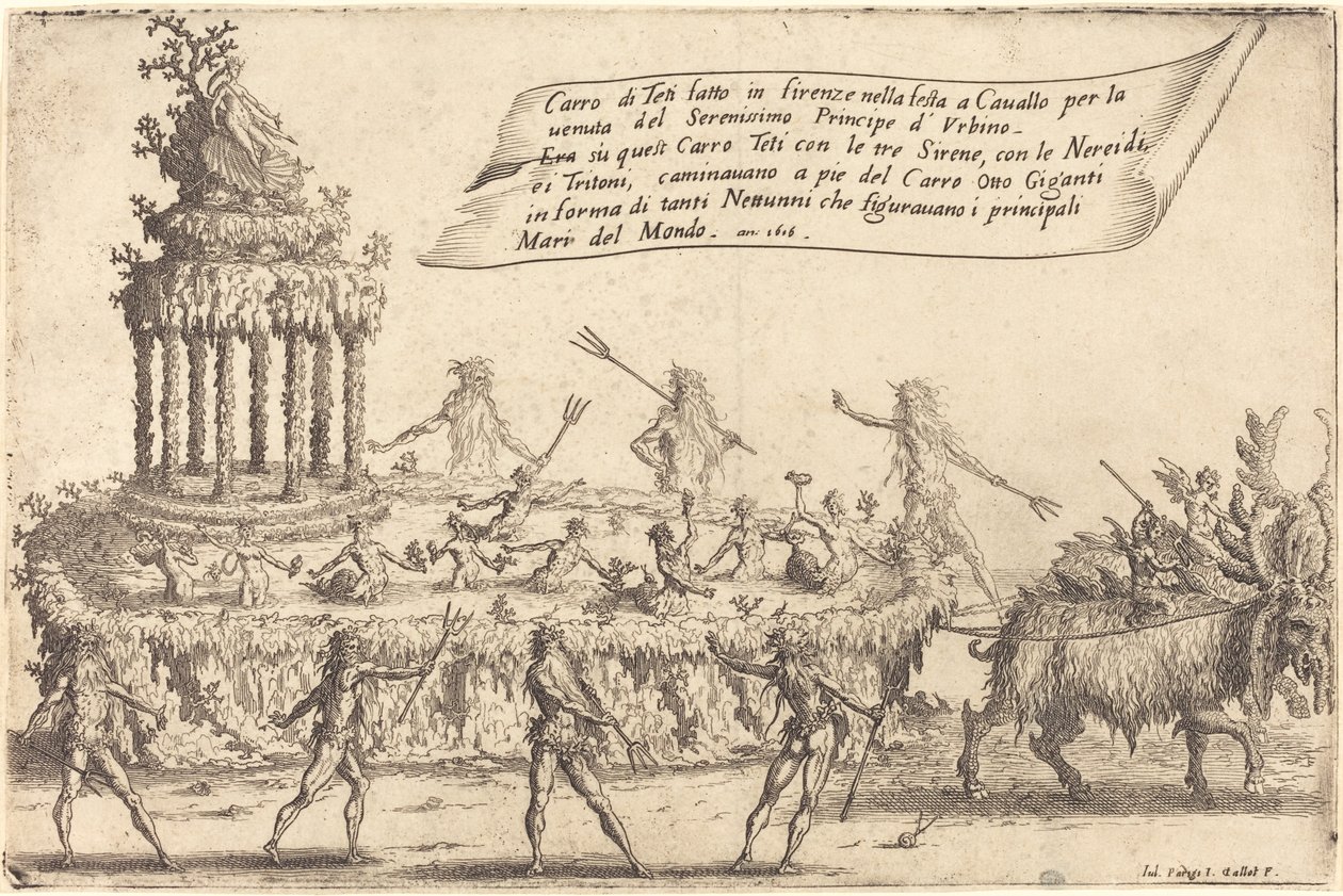 Il carro di Teti da Jacques Callot