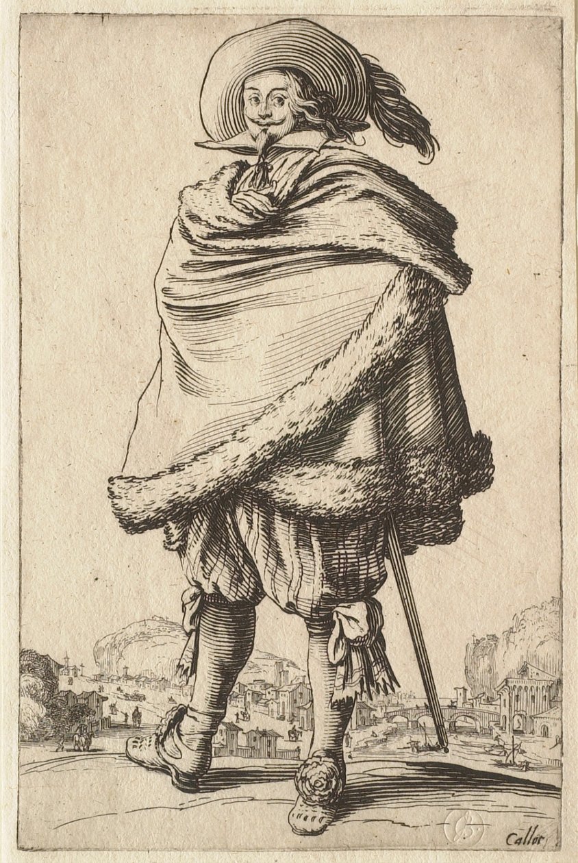 Il gentiluomo avvolto nel suo mantello bordato di pelliccia da Jacques Callot